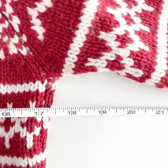 Hudson’s Bay Womens Jacket Full Zip Fair Isle Lambswool Red White Size Medium - Picture 4 of 6